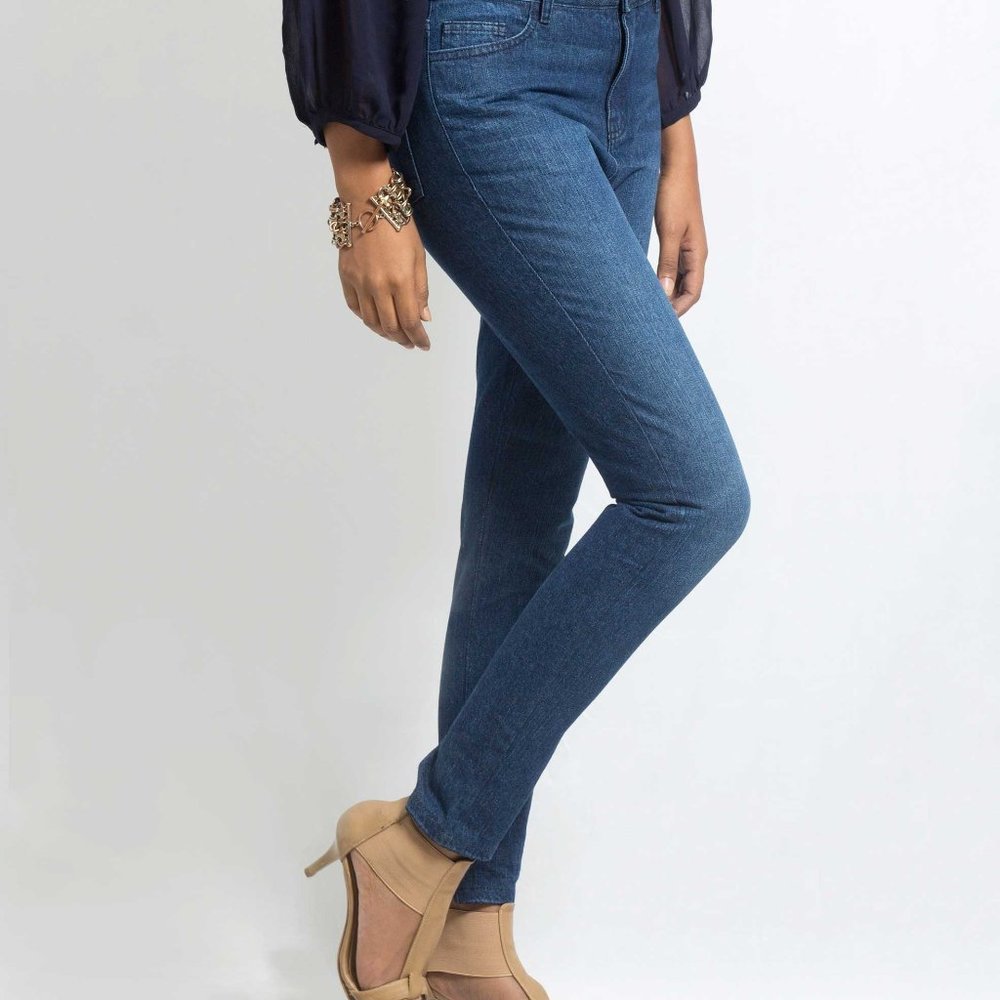 OLGYN Non Stretch Medium Blue Denim Pant Slim Fit - Picture 3 of 5